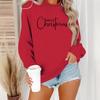 Women's Christmas Print Long-Sleeve Round Neck Pullover Sweater