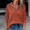 Women's Autumn And Winter Tops V-Neck Solid Color Casual Fashion Top T-Shirt
