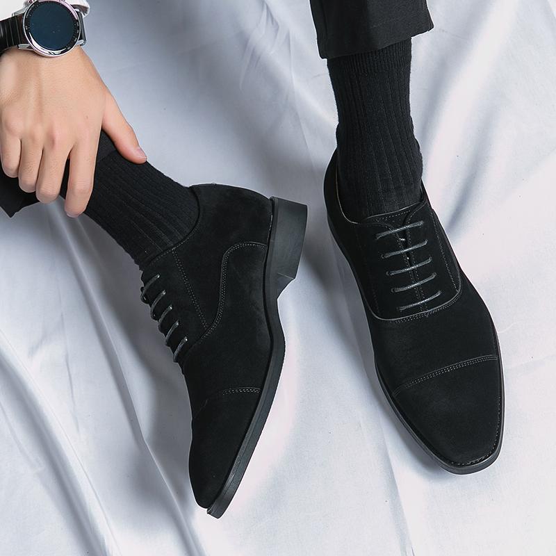 Качественные деловые туфли для торжественных случаев, нежные мужские туфли из натуральной кожи, мужские замшевые оксфорды с острым носком, повседневная обувь