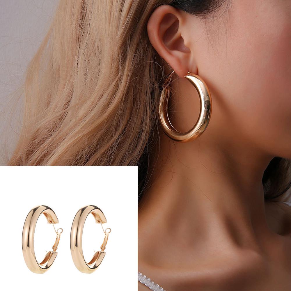 European and American Metal Half Ring Fashion Temperament Geometric Earrings Creative Round Earrings Ornaments