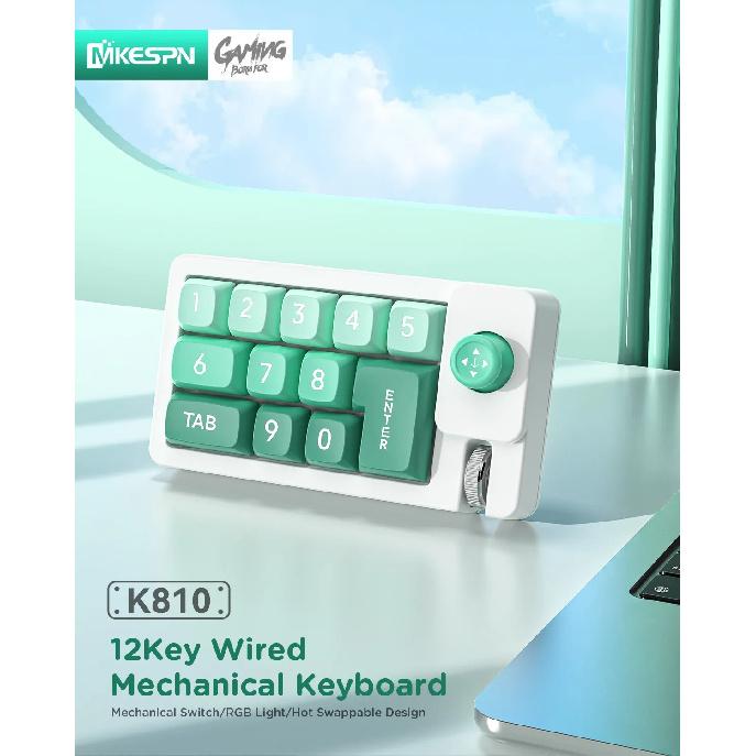 Macro Programming Mechanical Keyboard Numeric Keypad 12 Keys Joystick Control One Handed Keypad RGB Mini Gaming Keyboard K810