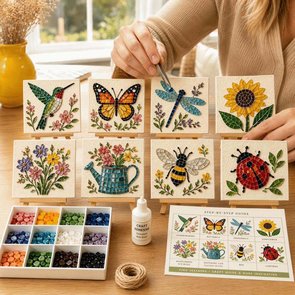 Glass Tiles Mosaic Kit DIY Beginner Friendly Glass Mosaic Kit Garden Animals Arts For Beginner