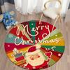 Santa Claus Christmas Round Carpet Floor Mat Polyester Carpet Children's Room Decor Kitchen Mats Cute Rug Living Room Carpet