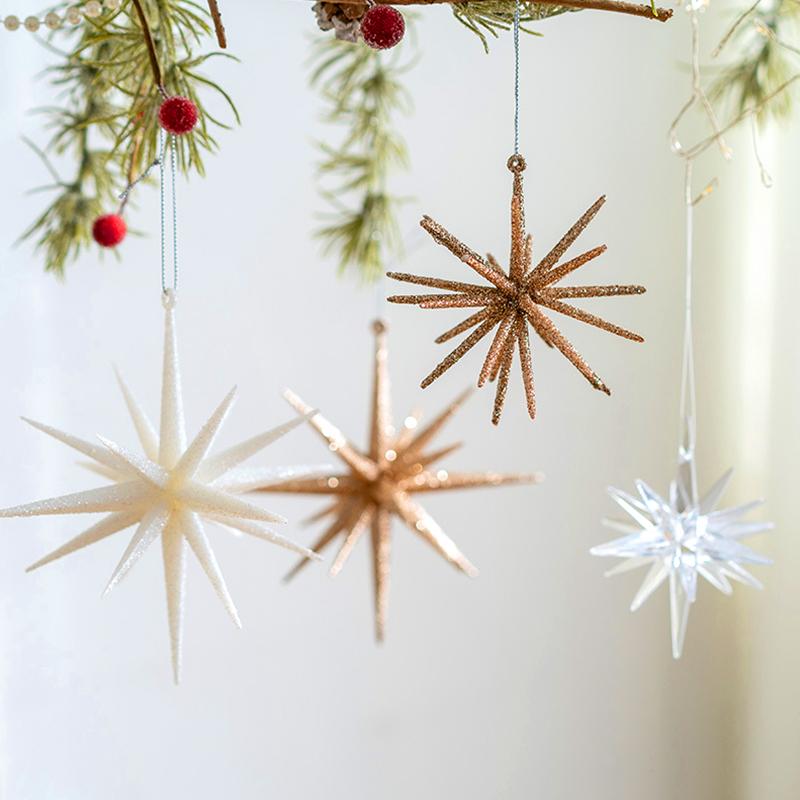 5 шт. подвеска в виде звезды на рождественскую елку, ярко сияющая, рождественские украшения, сверкающая звезда