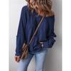 Women S Casual Loose Fit Long Sleeve Crew Neck Stitched Hoodie