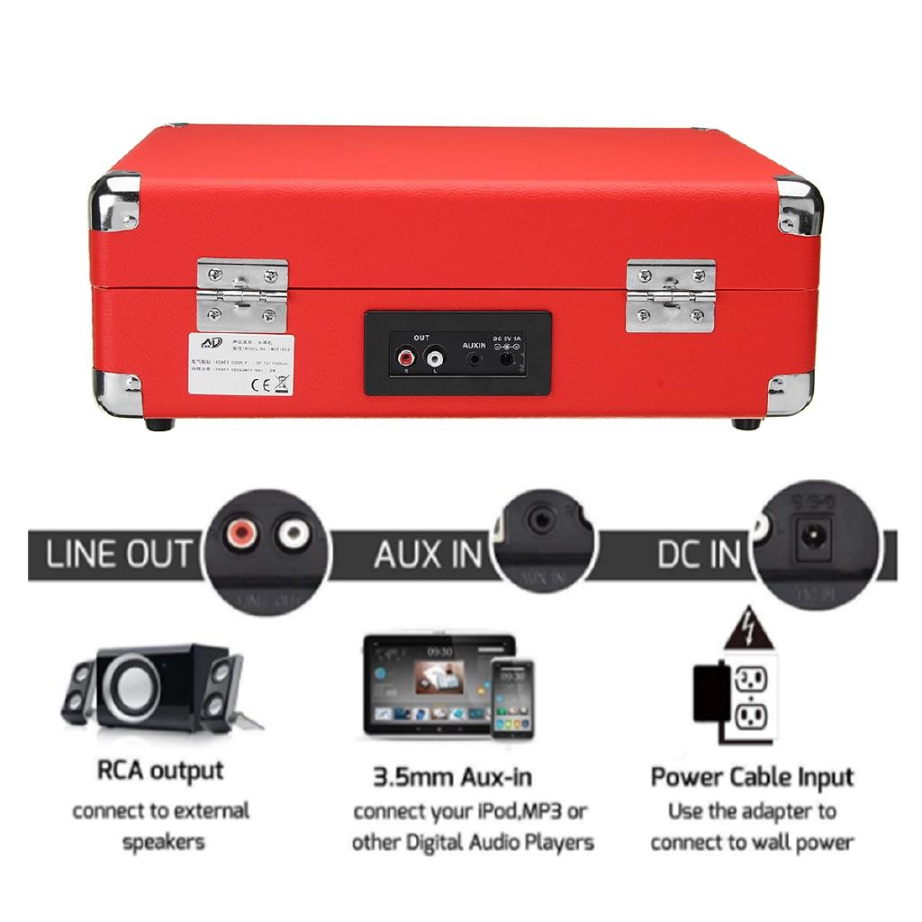 Ретро 33/45/78 об/мин Bluetooth PH/ INT/ BT 2.0 чемодан проигрыватель виниловых пластинок телефон плеер 3-скоростной 3,5 мм AUX IN