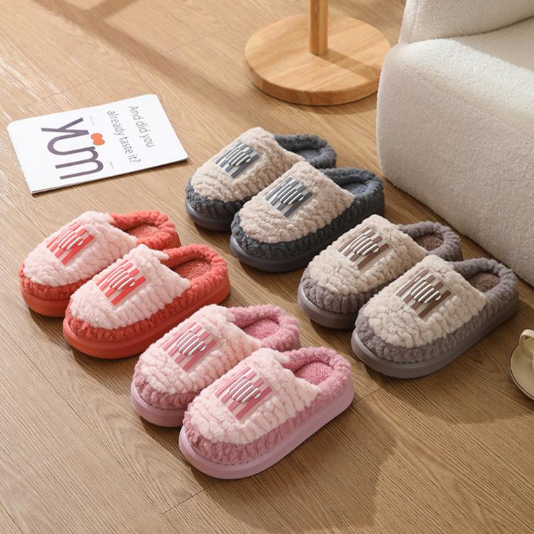 High Quality Cotton Slippers for Couples, Winter Indoor with Plush Insulation, Women's Lightweight Soft Soled Home Shoes, Winter