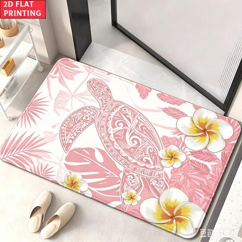 Tropical Sea Turtle Door Mat Plumeria Flower Welcome Doormat Anti Slip Floor Rug Kitchen Carpet Living Room Entrance Mats