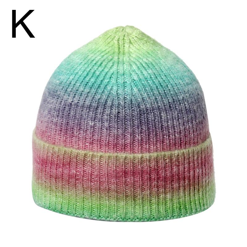 1Pc Ski Caps Thicken Knitted Hat Winter Hip Hop Slouchy Women/Men Soft Harajuku Style Outdoor Tie Dye Color