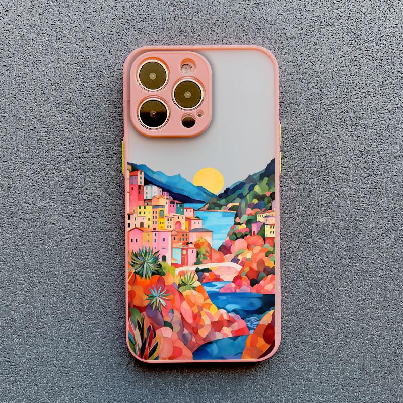 Чехол для телефона «Городской приморский городок» для iPhone 16 15 14 13 12 11 Pro Max Mini X XS XR SE 7 8 Plus Ударопрочный матовый жесткий чехол Fundas