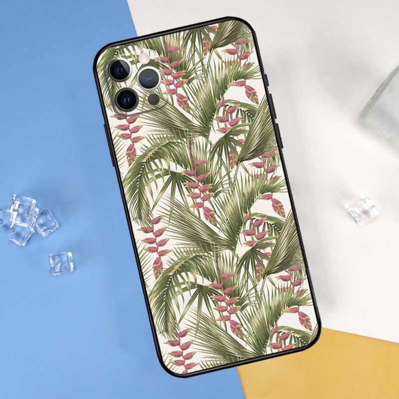 Летнее растение Пальма Зеленый лист Алоха Чехол для телефона Для iPhone 16 Pro 15 Pro 11 13 14 Pro Max 12 Mini XR 16 15 Plus 16e Защитный чехол