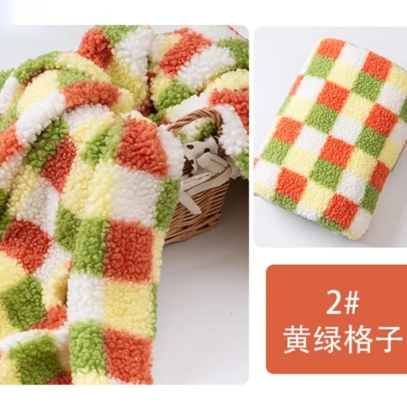 Большая Клетка Плюш из Овечьей Шерсти Имитация Кашемира Ткань для Одеял Кукол Зимних Теплых Пальто Рукоделие DIY Швейная Ткань