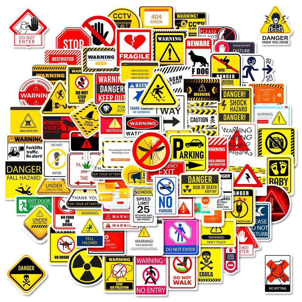 100 Объявлений и Мест Теплое Напоминание Предупреждающие Слова Наклейки-Этикетки Канал Безопасности Предупреждающие об Опасности Наклейки