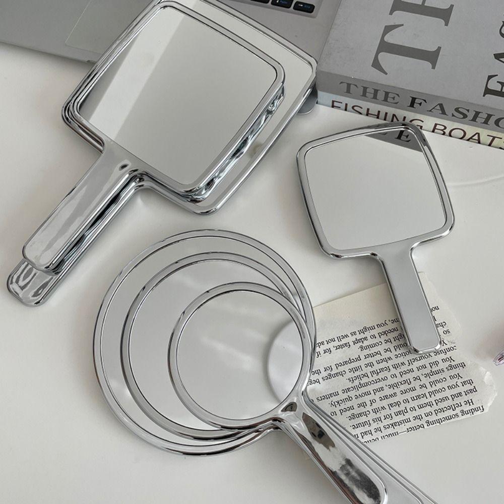 Round Hand Ripple Dressing Mirror Portable Small Make Up Mirror 2024 Handle Makeup Mirrors