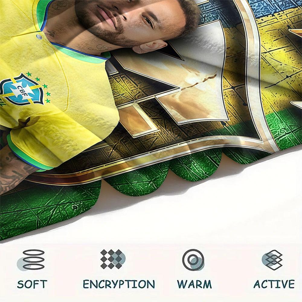 1PC Neymar Jr Patterned Flannel Blanket Suitable For All Seasons for Home Decor Warmth and Comfort Gifts Holiday Present