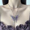 Minimalist Purple Butterfly Necklace Womens Collarbone Chain Accessories Exquisite and Highend Feel