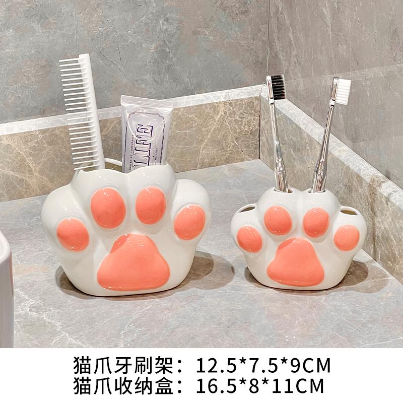 Милый дозатор мыла в виде кошачьего когтя, керамическая бутылка для мытья рук, держатель для зубных щеток, мыльница, аксессуары для ванной комнаты, принадлежности