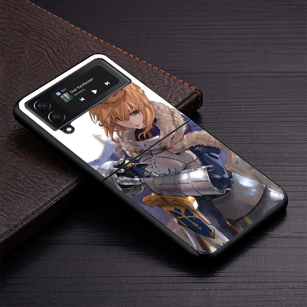 Fate Zero Stay Night Saber Жесткий Черный Чехол для Samsung Galaxy Z Flip 7 6 5 4 3 5G Чехол для Телефона Flip7 Flip6 Flip5 Flip4 Flip3 Patt
