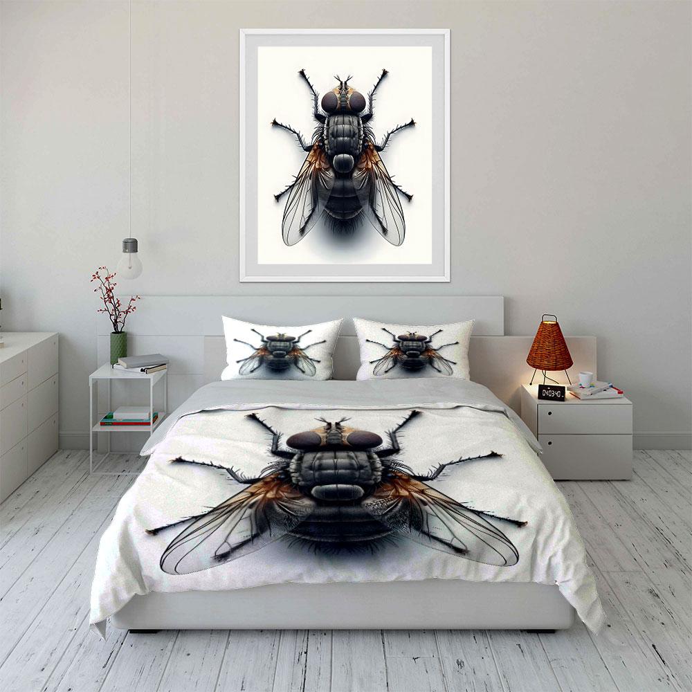 Realistic Detailed Fly Artwork Bedding Duvet Cover Set (1*Duvet Cover 2*Pillowcases, without duvet insert)