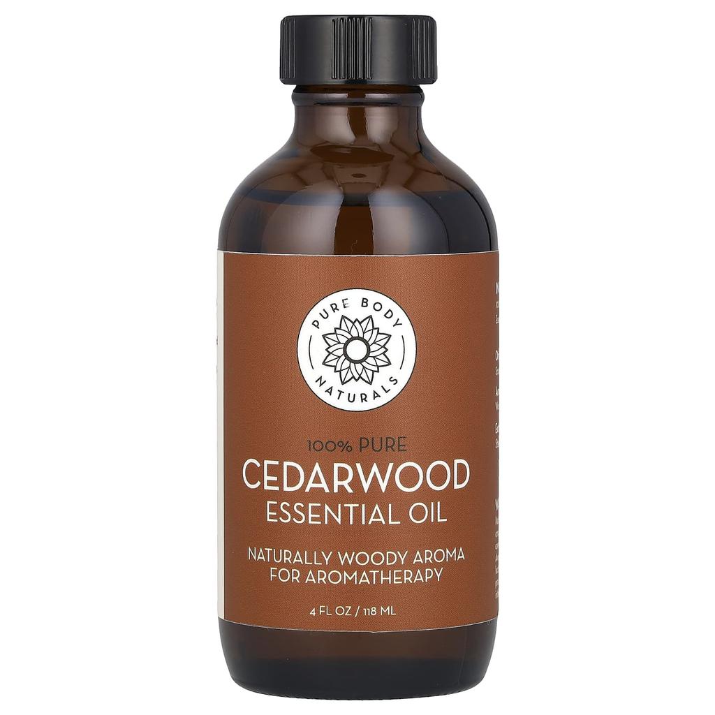 Pure Body Naturals, 100% чистое эфирное масло, кедр, 4 жидких унции (118 мл)