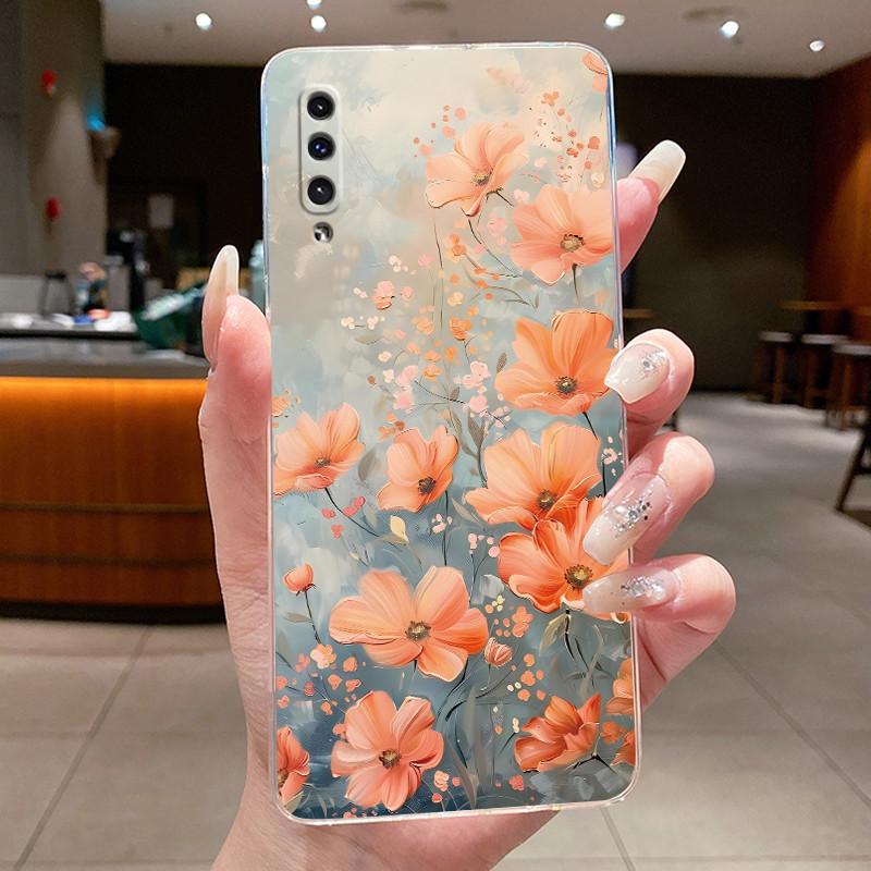 Case For Samsung Galaxy A50 A50s A505F A507FN Back Cover A30s A307F Casing Aesthetic Butterfly Flowers Clear Silicone Phone Case