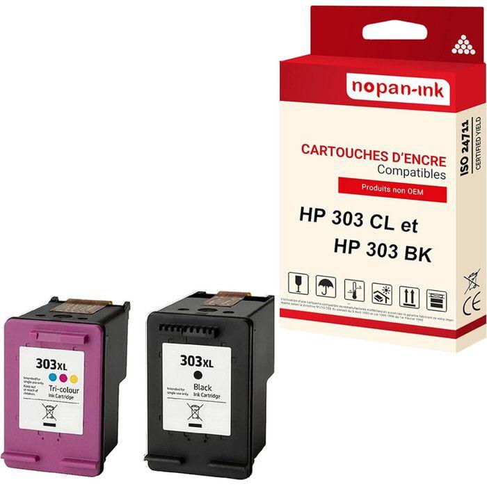 Cartouches compatibles - NOPAN-INK - HP 303 XL + 303CL XL - Noir Cyan Magenta Jaune - Pack de 2