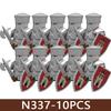 10 шт. Фигурки средневековых военных солдат Армейские строительные блоки Замок Рыцарь Крестоносцы Командир Воин Аксессуары для брони Кирпичи Игрушки