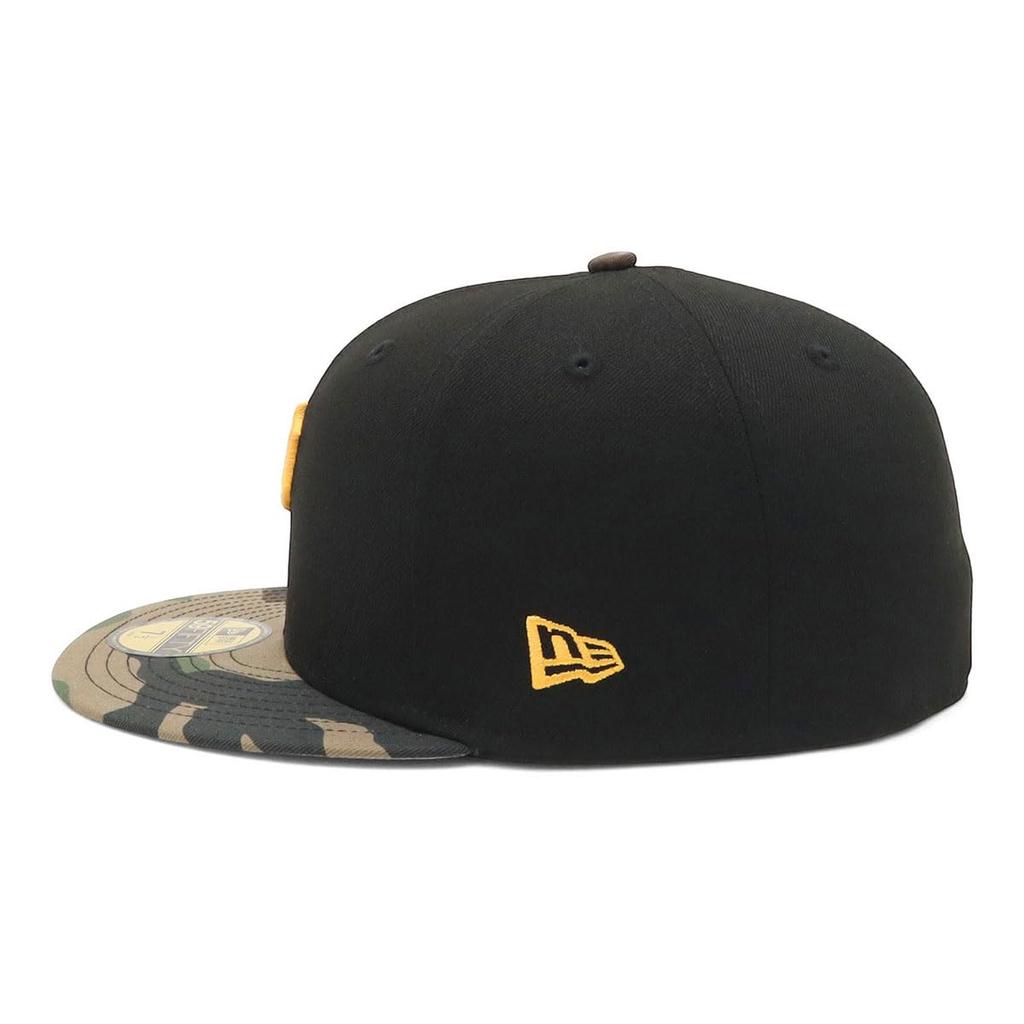 New Era Кепка 59FIFTY Питтсбург Пайрэтс с боковым патчем, двухцветная, козырек Woodland Camo, эксклюзив MLB Onspotz, Черная, 7 3/8