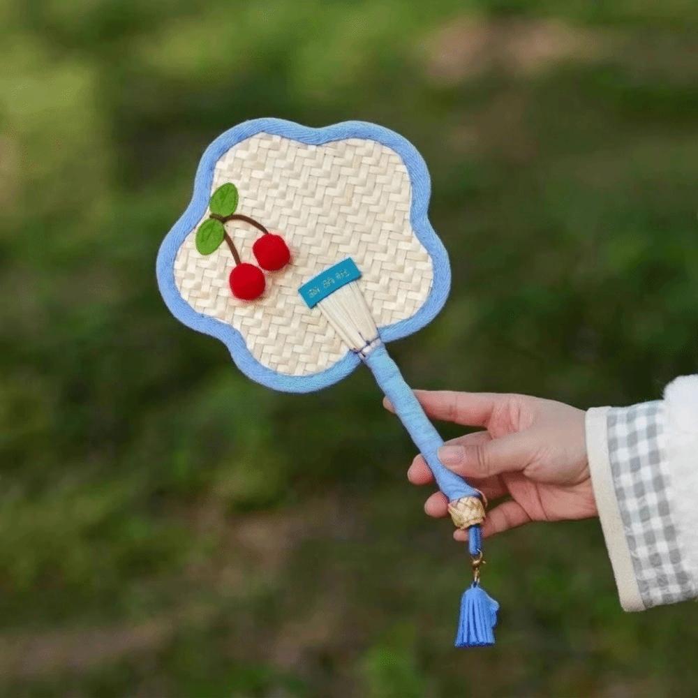 Vintage Portable Fan Flower Shaped Cooling Fan Creative Straw Fan  Home Decor