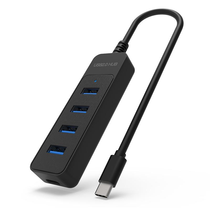 4-портовый USB 2.0 хаб-удлинитель с Type-C для ноутбуков и настольных компьютеров