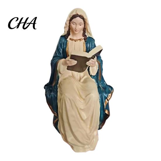Religious Decor for Living Room Jesus and Virgin Mary Reading Bookshelf Figurines, Sitter Statues, Christian Resin Ornaments Shelf Decor, Catholic
