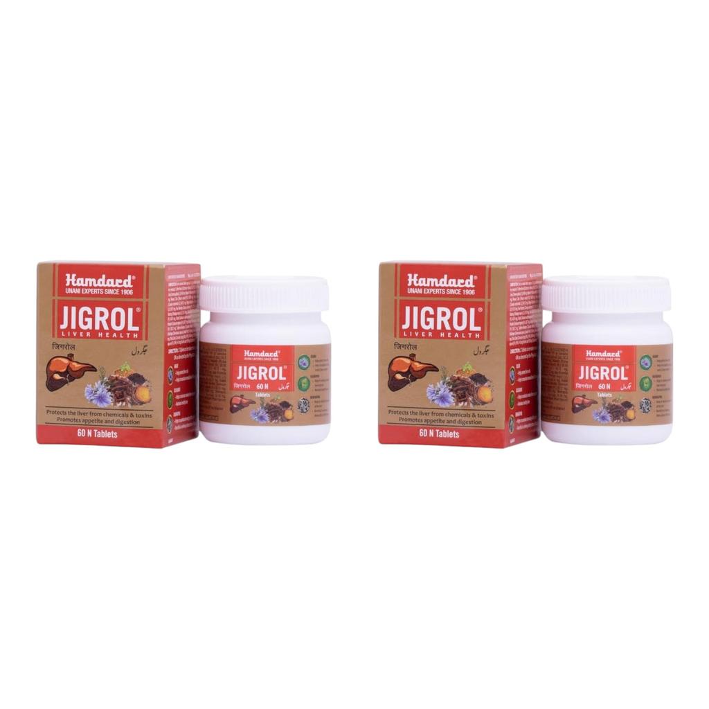 Hamdard Jigrol Herbal Remedy 60 Tablets Pack of 2 | Natural Liver Support and Digestive Health Formula