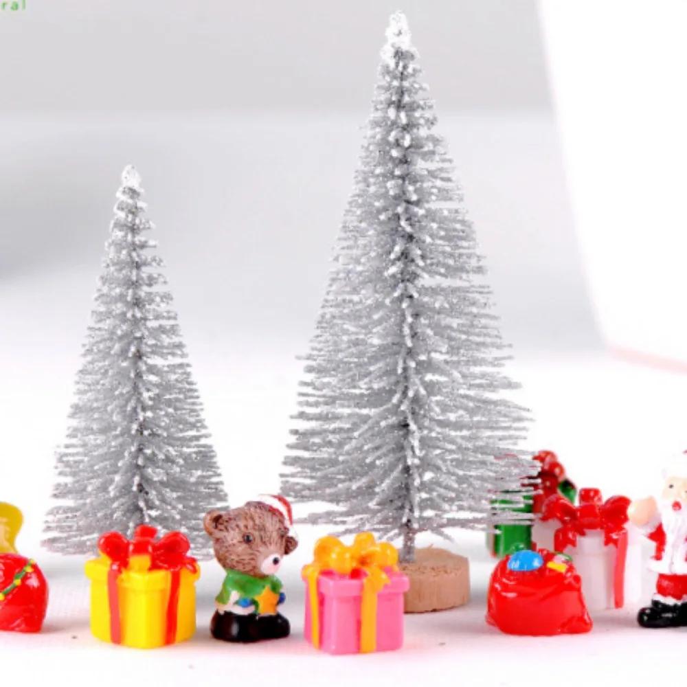 1 PC Artificial Christmas Tree Figurine Sisal Silk Cedar Pine Tree Mini Miniature Micro Landscape New Fairy Garden Decor