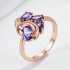Этническое Обручальное Кольцо Для Женщин Модное Цвет Розового Золота С Блестящим Фиолетовым Натуральным Цирконом Повседневное Изысканное Винтажное Ювелирное Изделие