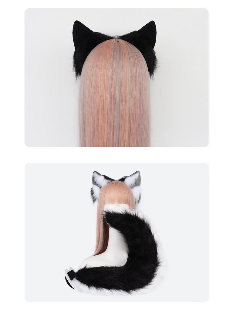 Handmade Plush Cat Ear Headband and Fox Tail Cosplay Prop for Anime Conventions