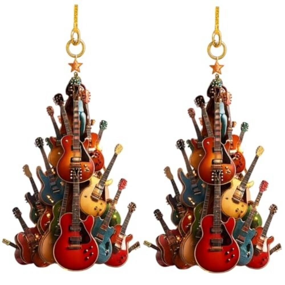 Acrylic Christmas Decorations Music Theme Party Xmas Tree Ornament New Guitar Ornaments  Gifts