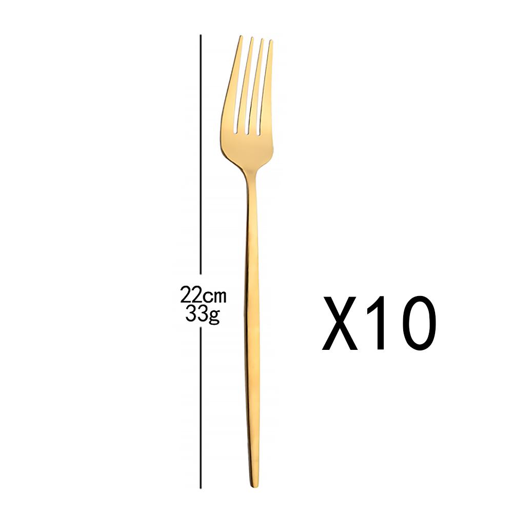 10Pcs Gold Dinnerware Sets Knife Fork Long Handle Spoons Dessert Flatware Mirror Cutlery Stainless Steel Tableware Silverware