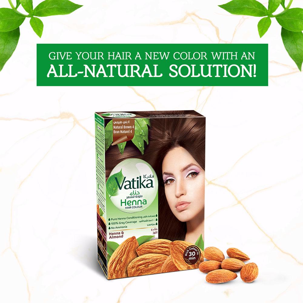 Henna Hair Color - Natural Brown Pack of 2 - Vatika Naturals - Brun Naturel 4 Color