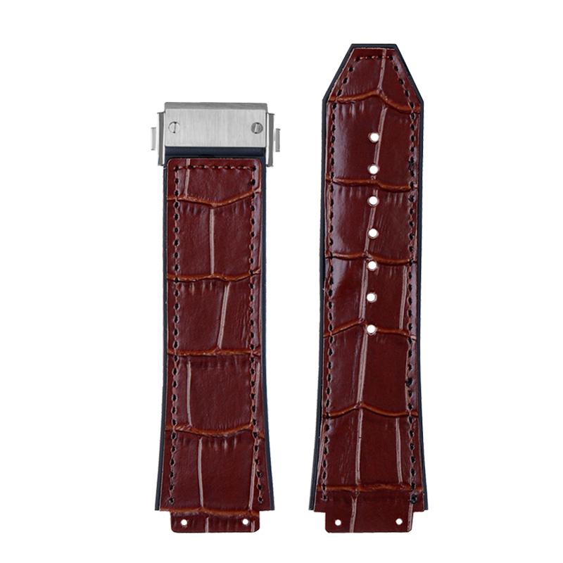 Классический ремешок из натуральной кожи для HUBLOT BIG BANG 26 мм*19 мм силиконовый водонепроницаемый мужской ремешок для часов резиновый браслет на запястье + инструмент