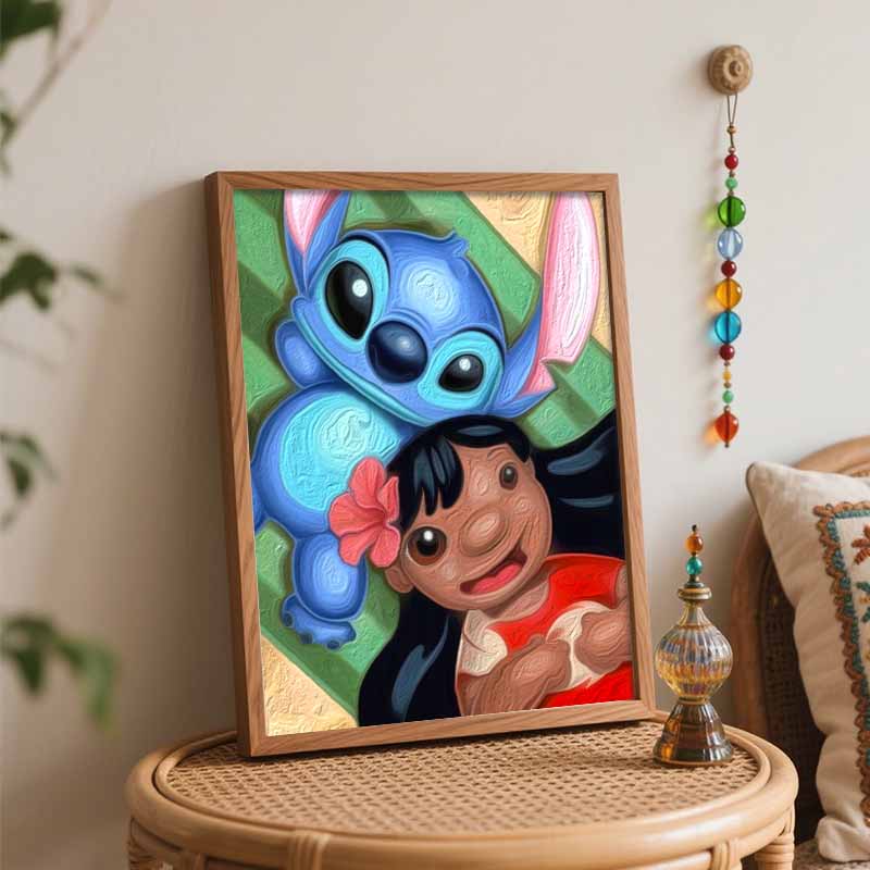 Disney Картина маслом персонажи Лило и Стич искусство ручная работа DIY painting домашний декор подарок
