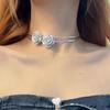 Gorgeous Fashion Leather Flower Necklace Women's Popular Collar Chain Temperament Rose Choker Neckchain Engagement Anniversary Jewelry Gift