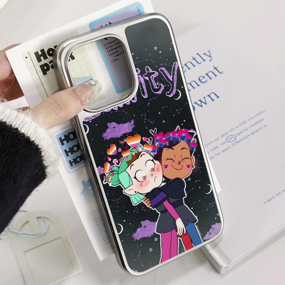 Super Hot The Owl Houses cartoon Phone Case for iPhone 16 15 14 13 12 11 Pro Max Sheepskin Silver-edged protective case