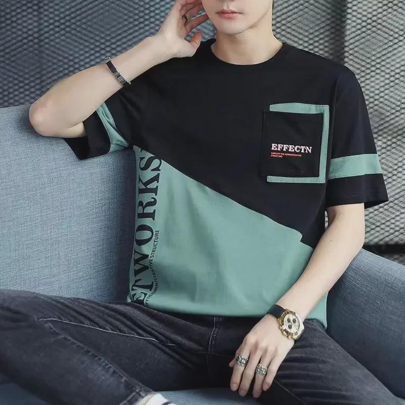 Новая мужская футболка свободного кроя с коротким рукавом Ice Silk со стальным принтом — тренд весны/лета