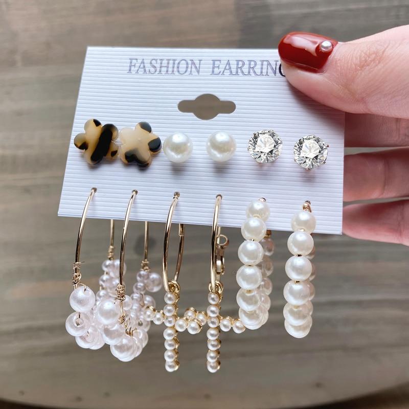 Набор из 6 пар женских сережек, 3 стиля на выбор