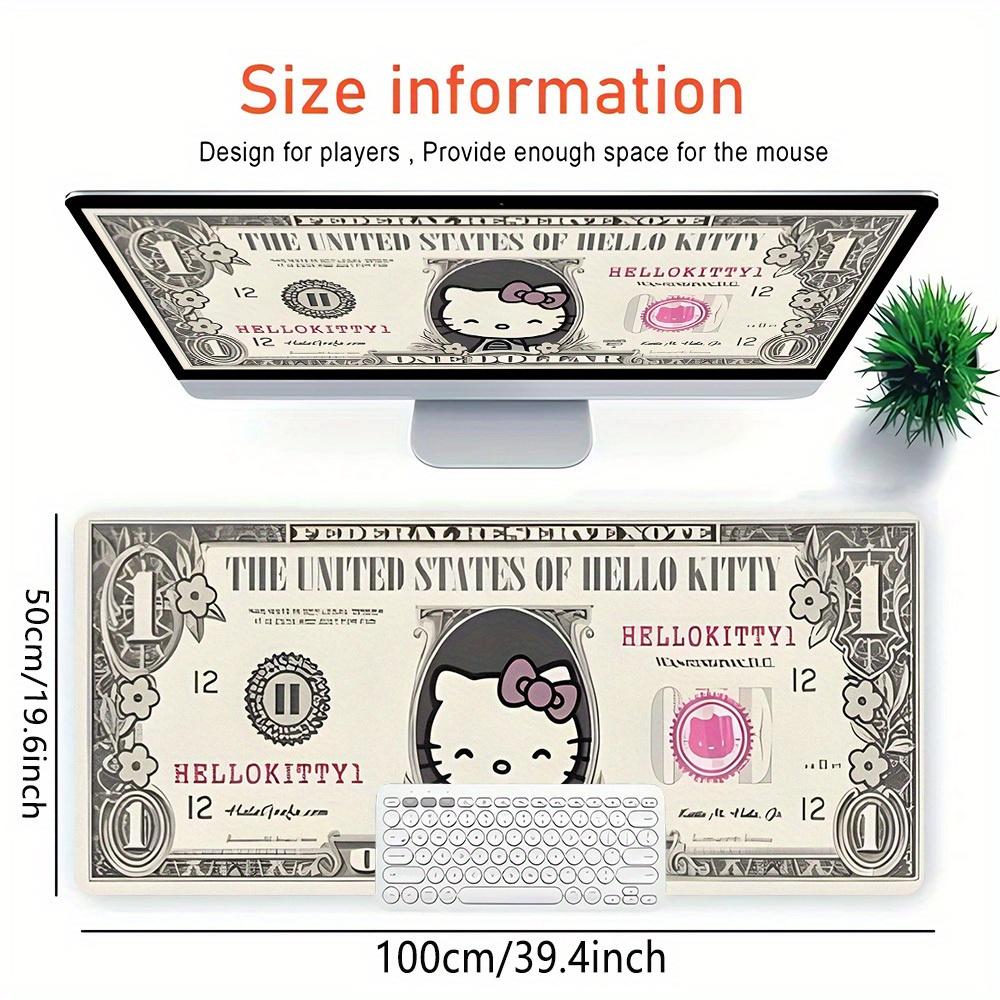 1pc Hello Kitty Dollar Bill Cartoon CharacterComputer Pad with Vibrant Game Machine Print, Mouse Pads for Desk0515032