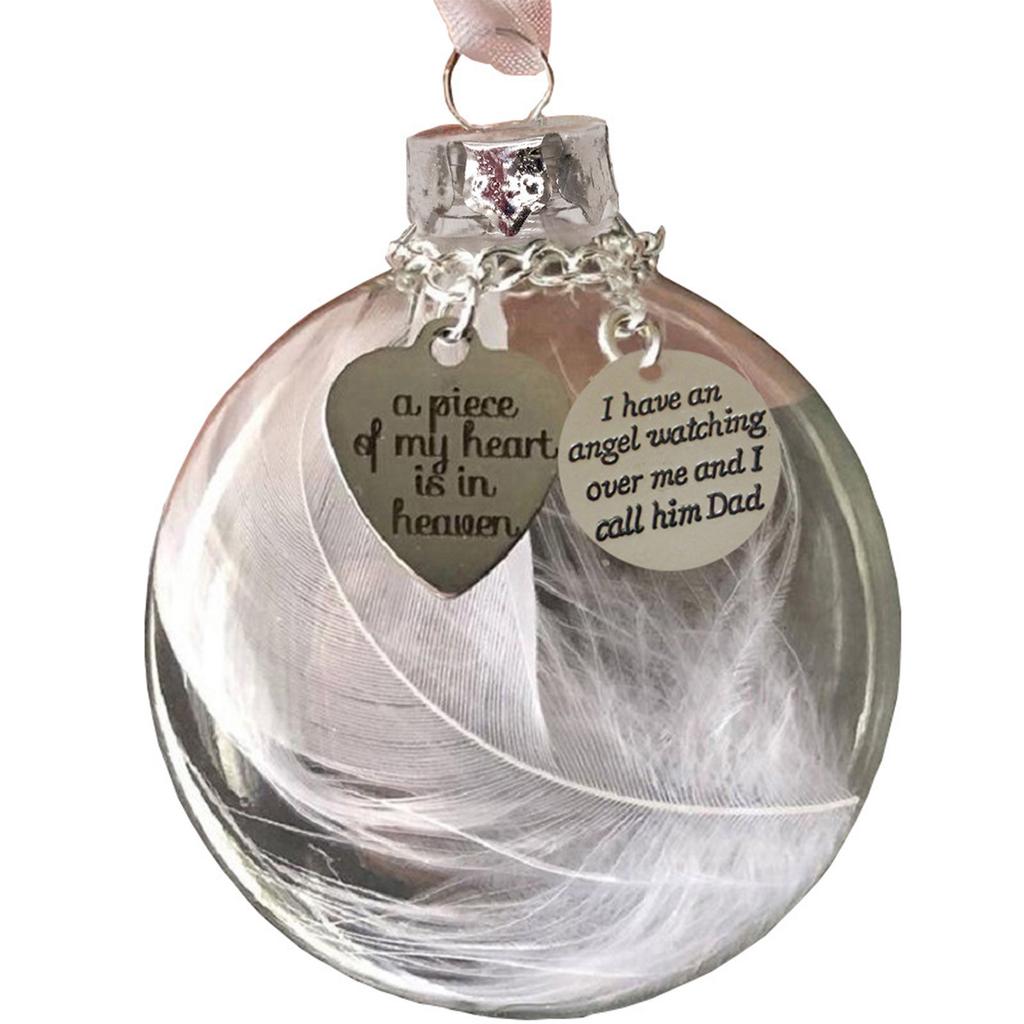 Очаровательный шар в форме сердца с перьями ангела, кулон «Часть моего сердца на небесах», памятный шар, украшение для дома, кулон