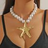 Ожерелье для женщин, ювелирные изделия, геометрическая морская звезда, ракушка, сплав, ожерелье, нишевый дизайн, ожерелье в стиле океана, красивое элегантное ожерелье для нее