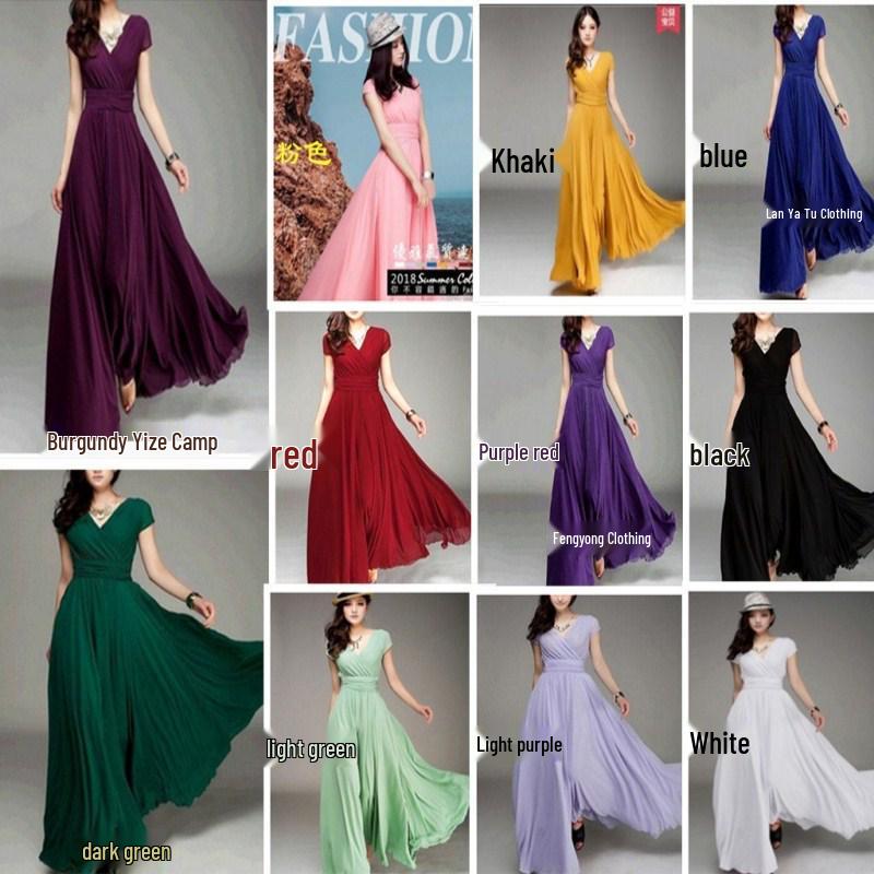 Богемное вечернее платье из шифона с V-образным вырезом и короткими рукавами, с дизайном, подчеркивающим талию