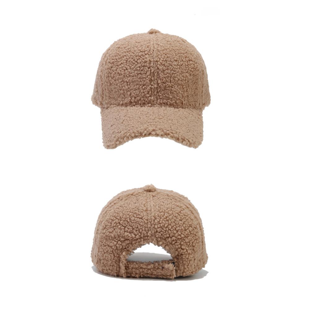 Шапка женская и зимняя однотонная бейсболка из овечьей шерсти теплая кепка ретро изогнутая шляпа от солнца