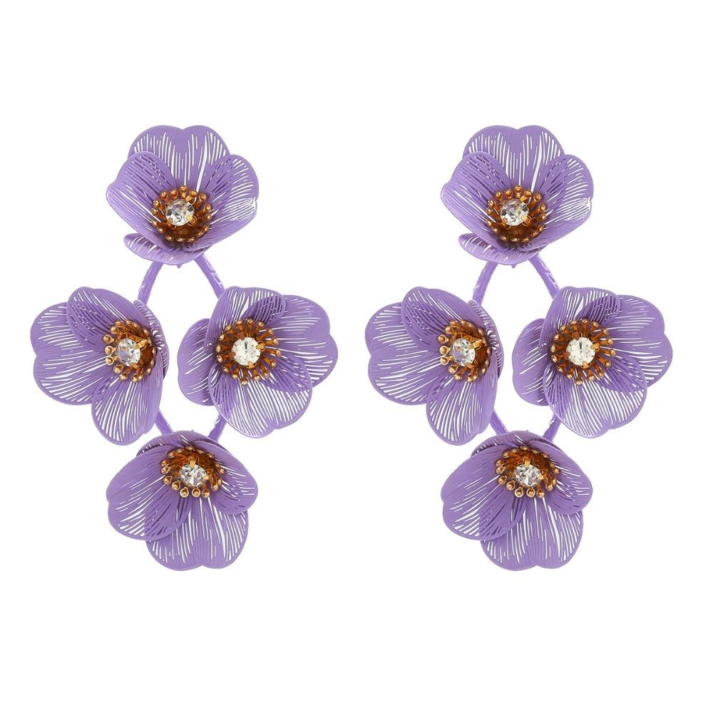 Роскошные преувеличенные цветочные серьги-подвески из цинкового сплава, длинные висячие серьги с цветочными кисточками, банкетные